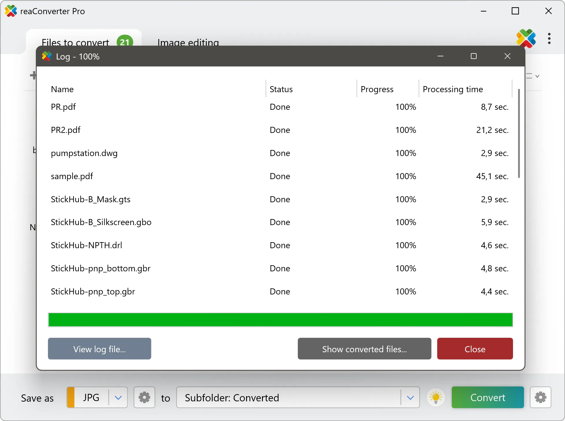 Convert all your TIFFs in moments reaConverter - Start TIFF conversion