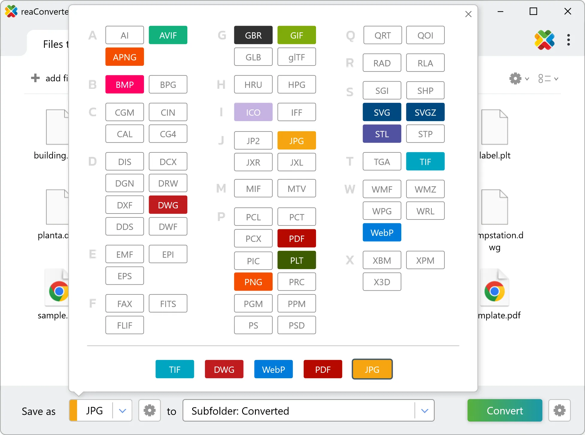 Select JPEG as output format